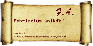 Fabriczius Anikó névjegykártya