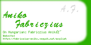 aniko fabriczius business card